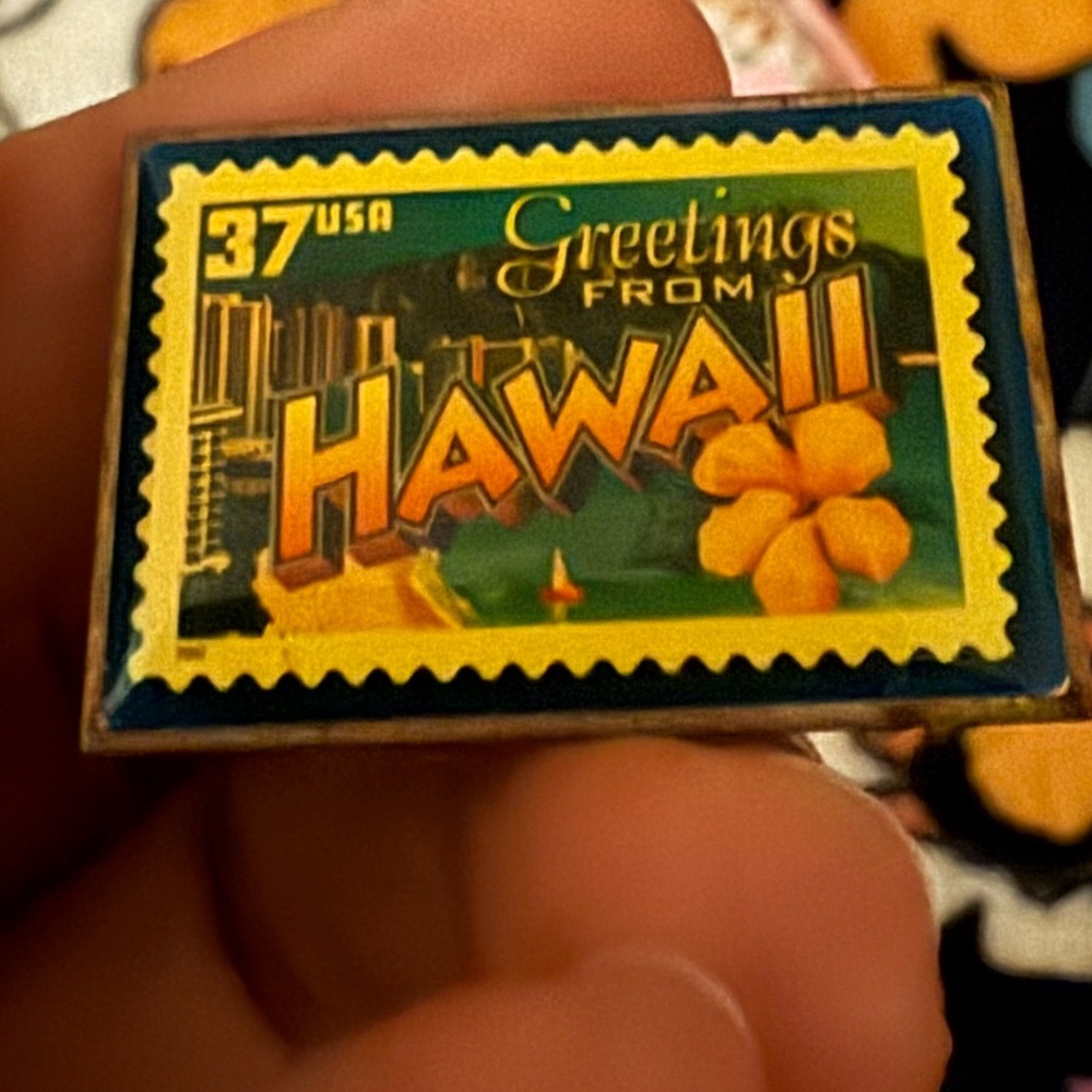 Greetings From Hawaii Stamp Pin